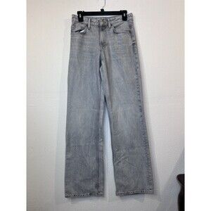 Zara Jeans Womens 4 Gray Straight Wide Leg High Rise Denim